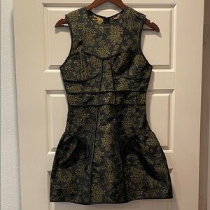 Storia Black and Olive Floral Mini Dress